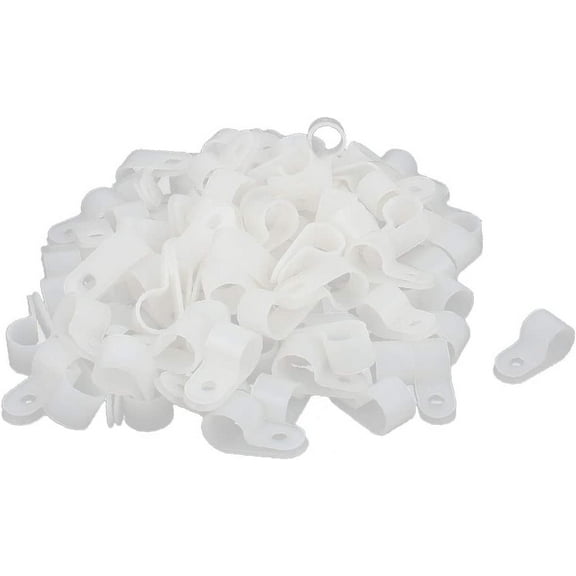 98 Pcs Cord Management Nylon R Type Wire Cord Clip Cable Clamp Fastener Cable Raceways 12.7mm 1/2"