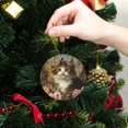 thumbnail image 6 of Funny Christmas Ornament,Realistic - Looking Kitten In Rose Garden,Xmas Round Ceramic Pendant, 6 of 6