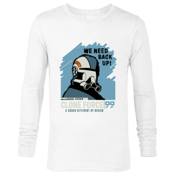 Star Wars The Bad Batch Echo Quote “We Need Back Up!” - Long Sleeve T-Shirt for Men - Customized-White