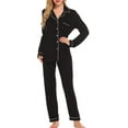 thumbnail image 2 of Women's Classic Pajamas Long Sleeve Button Down Sleepwear 2 Piece Pjs Set, 2 of 8