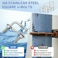 thumbnail image 4 of Uxcell 4 Set M8 1 Inch Inner Wide Square U Bolts, 3 Inch Length 304 Stainless Steel U-Bolts with Flange Hexagon Nuts, Frame Plates for Trailer, Automotive, (25mm W x 75mm L), 4 of 6