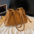 thumbnail image 4 of Suede Shoulder Bag Vintage Drawstring Medium Handbag Slouchy Purse, 4 of 7