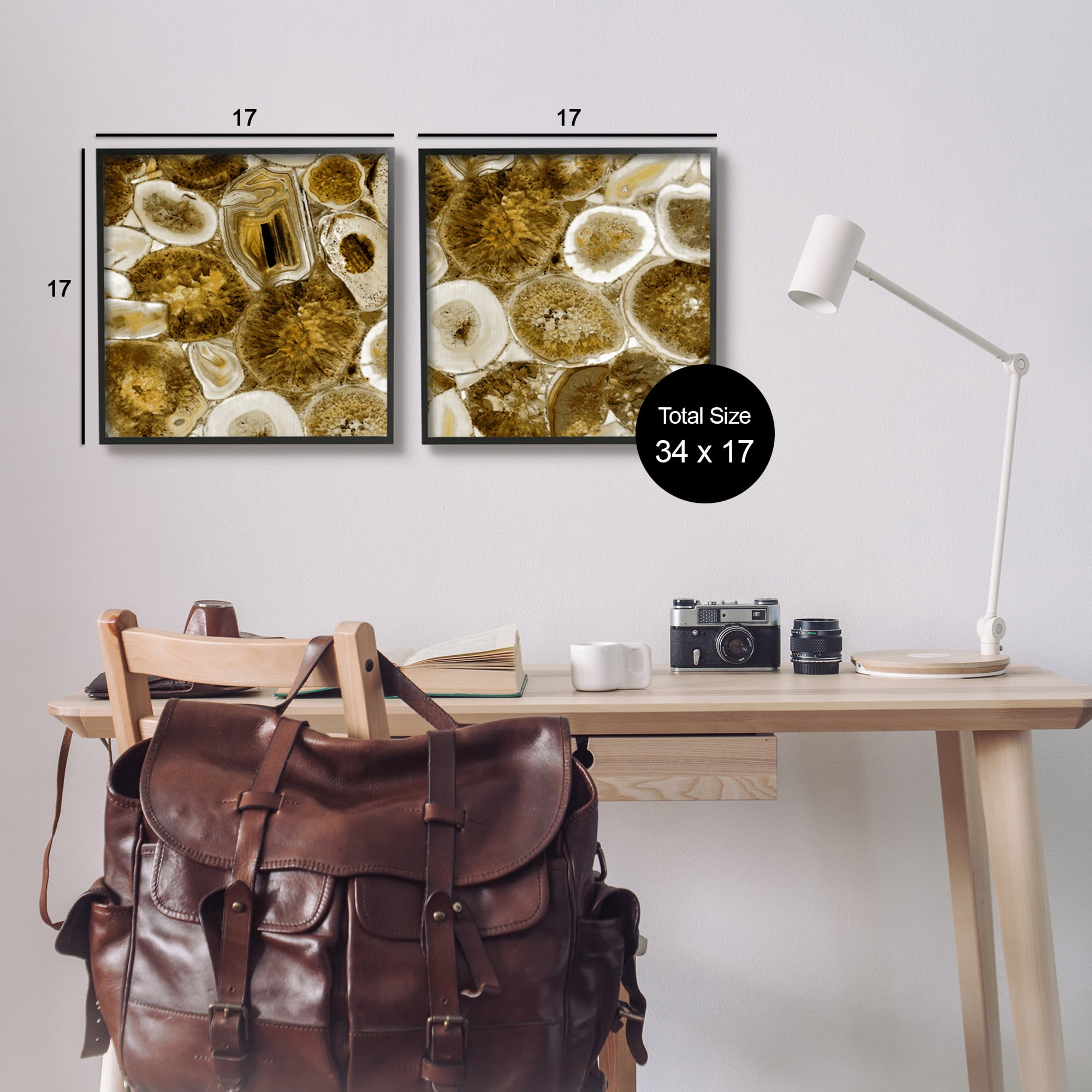 Stupell Abstract Geodes Mineral Nature Abstract Photography Black Framed Art Print Wall Art, Set of 2