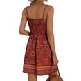 thumbnail image 6 of QIUOMBBP Boho Mini Dresses for Women Spaghetti Strap Sleeveless A Line Sundress Loose Casual Summer Beach Vacation Dress Red S, 6 of 10