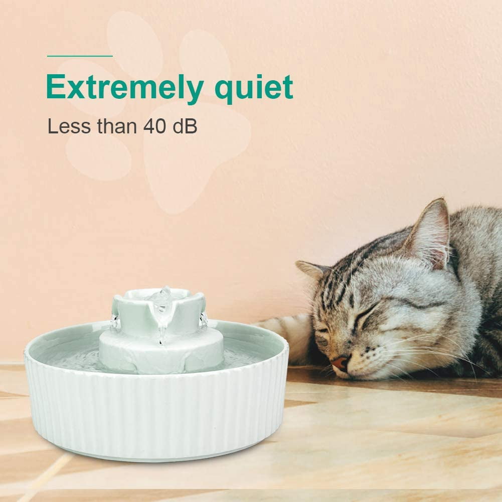 Ceramic Pet Water Fountain, 2.1L Cupcake Design for Cats and Dogs, Ultra Quiet Dual Pump System with Triple Filters