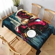 Iron Man Tablecloth Chic Table Cloth Novelty Print Table Cover Waterproof for Dinner Kitchen Picnic Party 54x54in