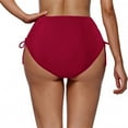 thumbnail image 3 of High Waisted Drawstring Pleated Swimsuit for Women, Nylon Spandex Blend, Removable Padded Bra, High Cut Leg, Solid Color, Beach Pool Swimming, 3 of 6