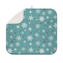 Blue Christmas Snowflake and Star Pattern Dish Drying Mat for Kitchen 1 Pack, Ultra Absorbent Microfiber Dishes Drainer Mats,16x18in(41x46cm)
