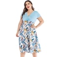 thumbnail image 4 of EQWLJWE Robes pour Femmes Tunique d'Été Décontractée Grande Taille Imprimée Col en V Manches Courtes Jupe Longueur Genou Robe de Plage, 4 of 9