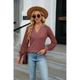 thumbnail image 5 of Anbech Women's Lace Splicing Blouse V Neck Shirt Splice Long Sleeve Loose Casual Solid Color Tops, 5 of 8
