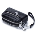 thumbnail image 4 of LHSHIDU Coin Purse for Women Genuine Leather Small Triple Zipper Coin Wallet Pouch with Removable Wristlet Strap, 4 of 7