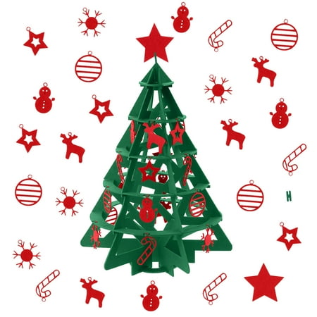 Educational Felt Kids Educational Toys Felt Christmas Tree Artificial DIY Xmas Tree with Hanging Ornaments Xmas Gift for Children Girls Boys ()