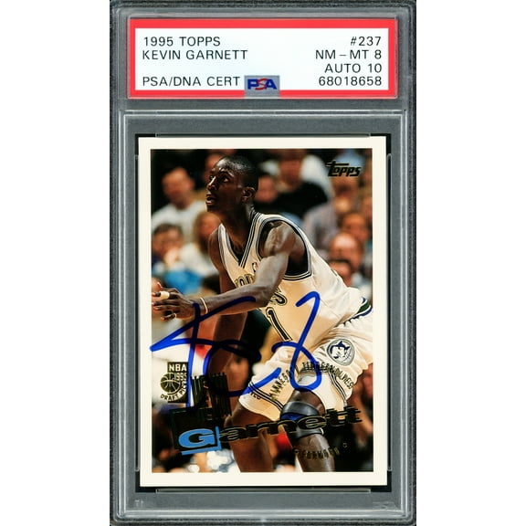 Kevin Garnett Autographed 1995 Topps Rookie Card #237 Minnesota Timberwolves PSA 8 Auto Grade Gem Mint 10 PSA/DNA 211162