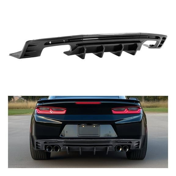 KOJEM Rear Bumper Diffuser Compatible with 2016-2024 Chevy Chevrolet Camaro Coupe & Convertible Model Exclude ZL1 Rear Lower Bumper Lip Splitter Valance Bumper Spoiler Carbon Fiber Color