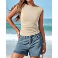 thumbnail image 3 of FreshPretty Womens Summer Tops Boat Neck Cap Sleeve Tee Shirts Ruched Slim Fit Knit Going Out Tank Top Spring Fashion, 3 of 9