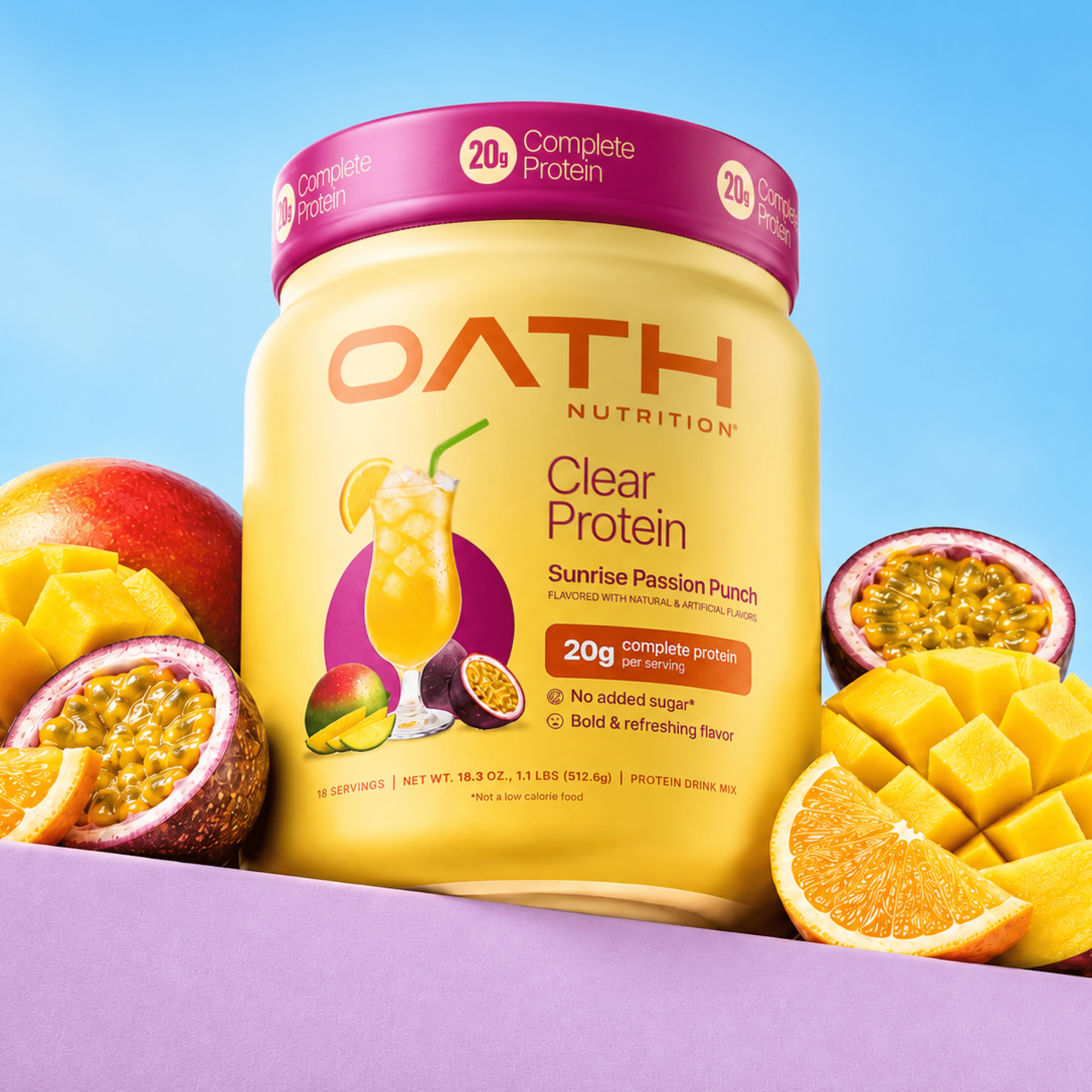 OATH Nutrition Clear Protein Sunrise Passion Punch 15 Servings