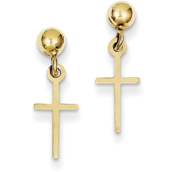 Primal Gold 14K Yellow Gold Cross Dangle Post Earrings