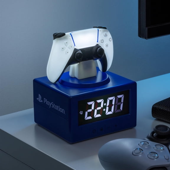 PlayStation DualSense Controller Digital Alarm Clock with Night Light Function – Officially Licensed Gaming & Bedroom Décor for Kids & Teens | Paladone