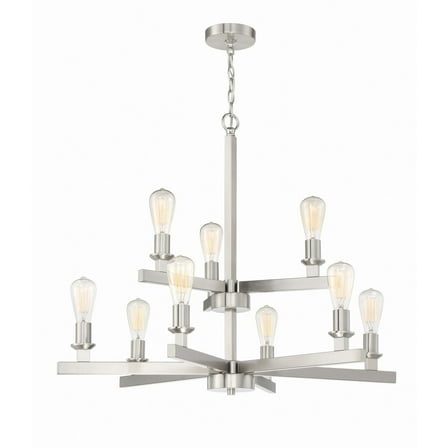 53129-BNK Craftmade Lighting Chicago - Nine Light Chandelier in Transitional Style - 34 inches wide by 28.5 inches high-Brushed Polished Nickel Finish