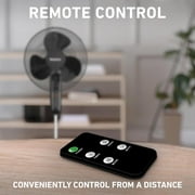 Holmes 16 Digital Stand Fan, 3-Speed, 3 Modes, Oscillating, Timer, Remote, Black