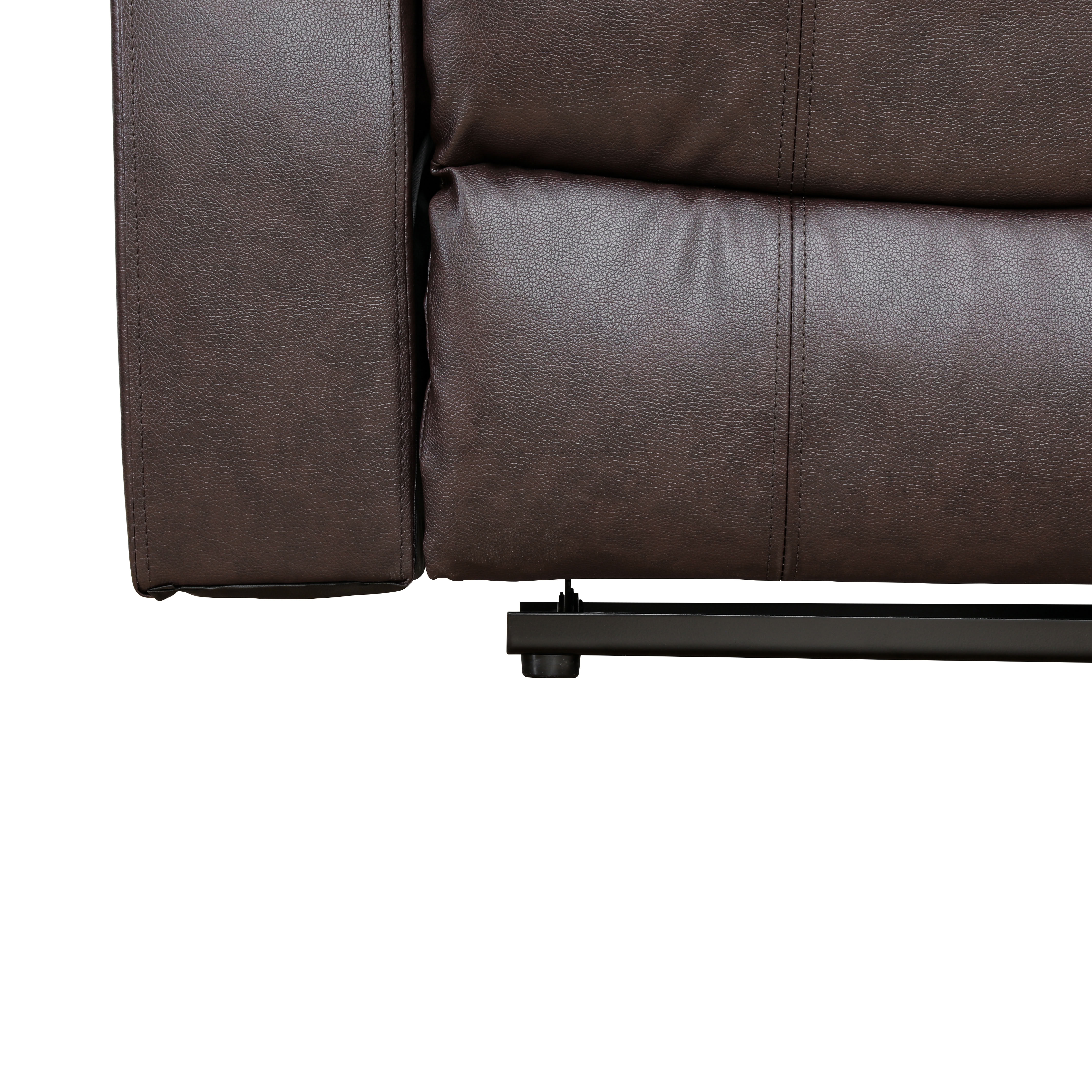 MAYEERTY 3-Seater Recliner Sofa, Breathing Leather with Reversible Coffee Table for Family Living Rooms