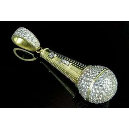 2.00 Ct Round Cut Real Moissanite Men's Mike Pendant In 14K Yellow Gold Plated