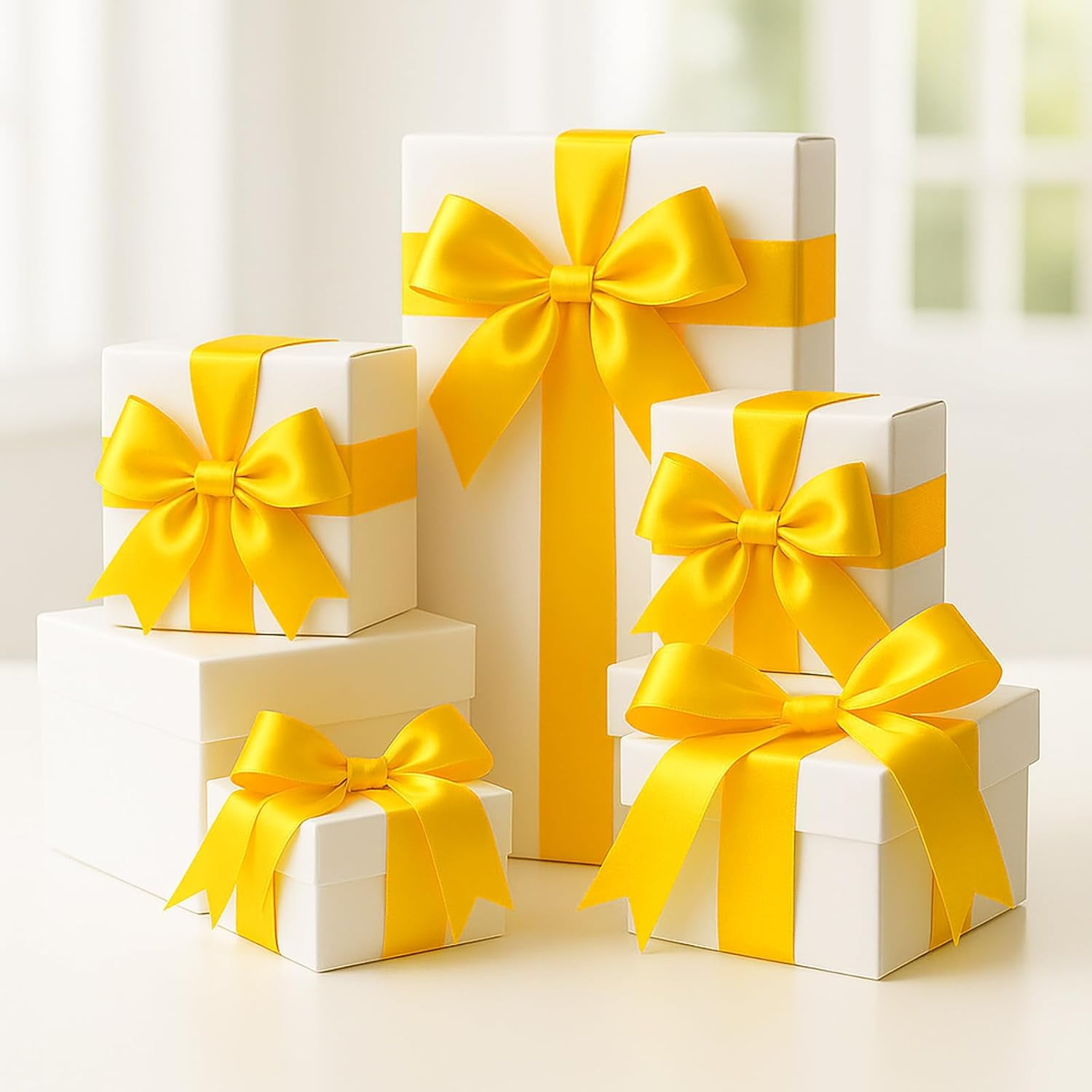 Maize Yellow Satin Ribbon – 1 1/2'' x 100 Yards Polyester Golden Yellow Ribbon for Gift Wrapping, Wedding & Baby Shower Decoration, DIY Crafts, Sunflowers Floral Bouquets, Wreath Bows