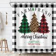 thumbnail image 6 of Christmas Shower Curtain Set, Xmas Pine Tree New Year Holiday Plaid Winter Farmhouse Bath Curtain, Waterproof Bathroom Curtian Accessory Set 12 Hooks 72x72 inch, 6 of 6