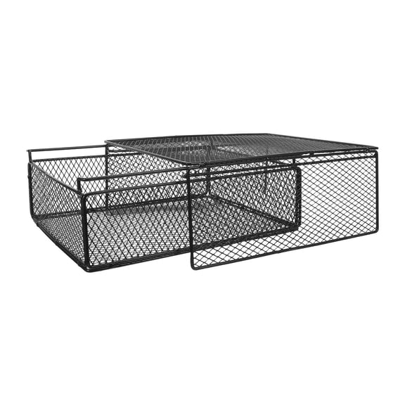 BESTYASH Black Wire Closet Basket Organizer with Sliding Drawer, Multi-Purpose Storage for Home Wardrobe, Cabinet, and Pantry