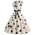 thumbnail image 2 of Women Retro Rockabilly Polka Dot Dress-apricot, 2 of 3