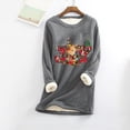 thumbnail image 2 of Winter clothing for women Winter O Neck Top Thermal Women Underwear Thick Sweatshirt Blouse Women Patchwork Christmas Crew Neck Top, 2 of 4