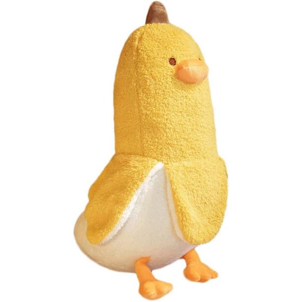 Peluche de pato banana de 50 cm, peluche de plátano, suave, de algodón PP, cojín de plátano, decoración del hogar, bonito regalo para niños, niñas y niños, amarillo. El mejor regalo de San Valentín.