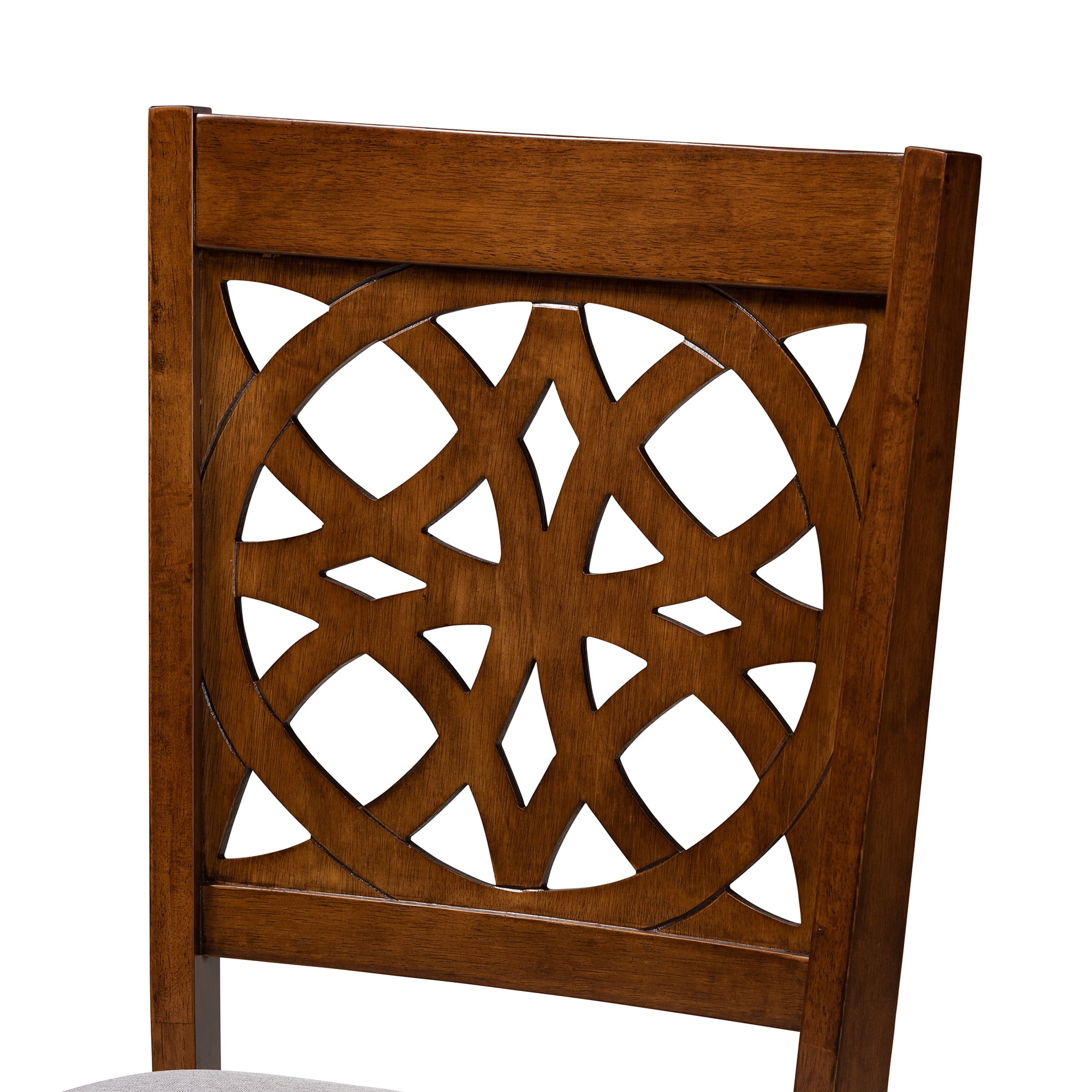 Baxton Studio Abigail Modern Grey Fabric and Walnut Brown Finished Wood 2-Piece Dining Chair Set