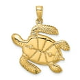 thumbnail image 4 of 14K Yellow Gold 3-D Green Enamel Sea Turtle Charm Pendant, 36 mm, 4 of 7