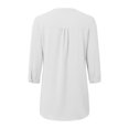 thumbnail image 4 of Womens Casual Chiffon Blouses 3/4 Sleeve Loose V Neck Pleated Button Down Shirts round Neck Tee Sports Tops for Women Training Shirt Women Womens Dressy Tee Shirts T Shirt Set Women Summer Tees for, 4 of 6