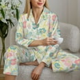 thumbnail image 6 of Pofeuu Watercolor Wildflowers Print Womens Pajamas Set Long Sleeve Sleepwear Button Down Nightwear Soft Pj Lounge Sets Button Down Pajamas Women-XX-Large, 6 of 7