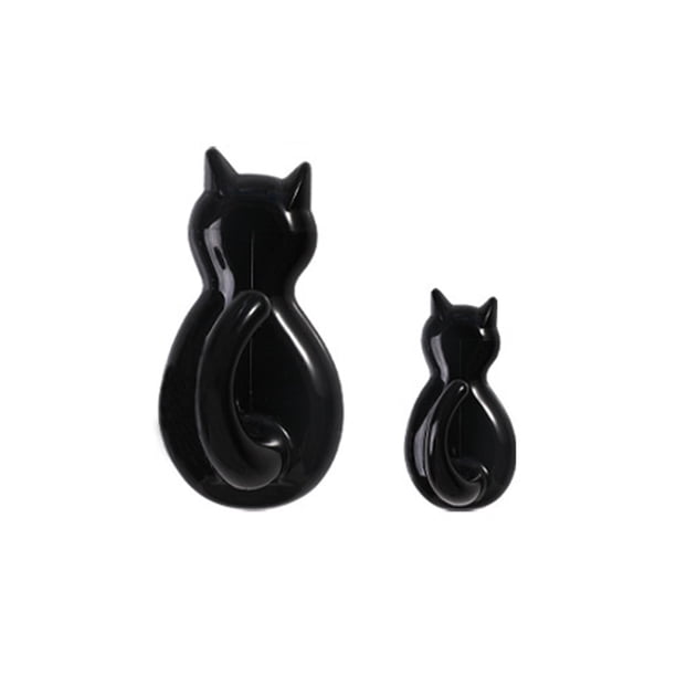 Matsuzay Gancho en forma de animal ABS de 2 piezas, reemplazo autoadhesivo decorativo sin perforaciones, colgador de llaves de baño de estilo Almacenamiento y organización del hogar Negro