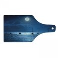 thumbnail image 1 of Ocean Cutting Board, Dramatic Photo of a Nighttime Sky Full Moon over a Calm Ocean Scene in Maui Hawaii, Tempered Glass Cutting and Serving Board, Wine Bottle Shape, Navy White, by Ambesonne, 1 of 1