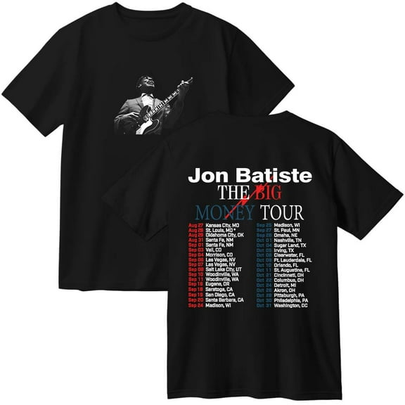 Jon Batiste The Big Money Tour 2025 Merch Cotton T-Shirt Women Men Casual Crewneck Short Sleeve Tee