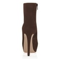 thumbnail image 4 of YDN Women Classic Platform Stiletto High Heel Booties Round Closed Toe Side Zip Ankle Boots Winter Office Dressy Shoes Size 9 Brown, 4 of 4