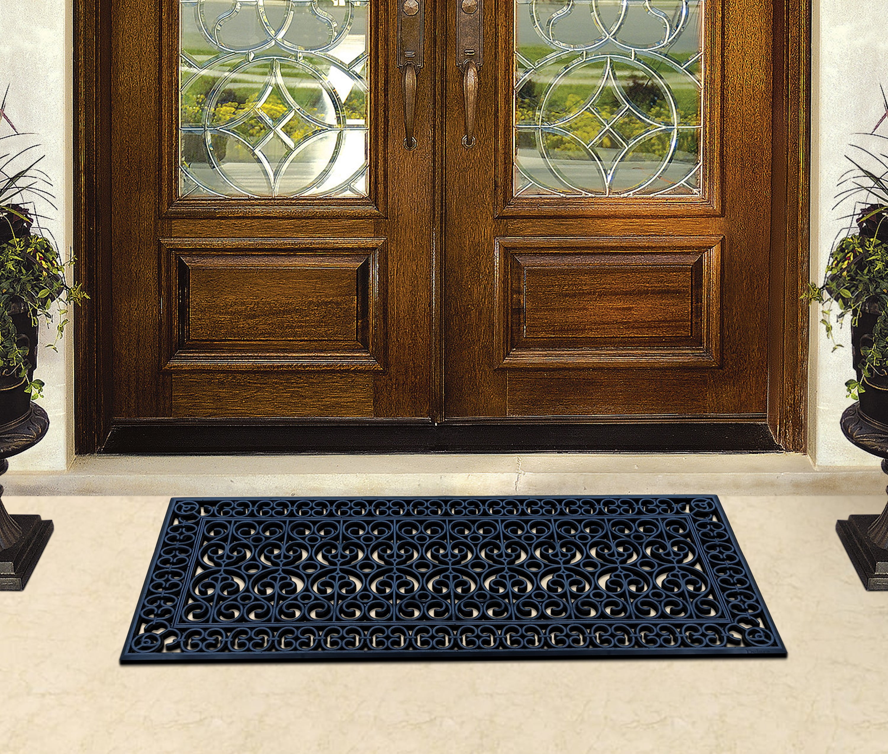 A1 Home Collections 19-LB Heavy Duty Rubber Doormat 24"×57" - Won't Blow Away | Outdoor Front Door Mat, Mud Dirt Scraper, Non-Slip Drainage Mat for Entryway Patio Garage, All-Weather