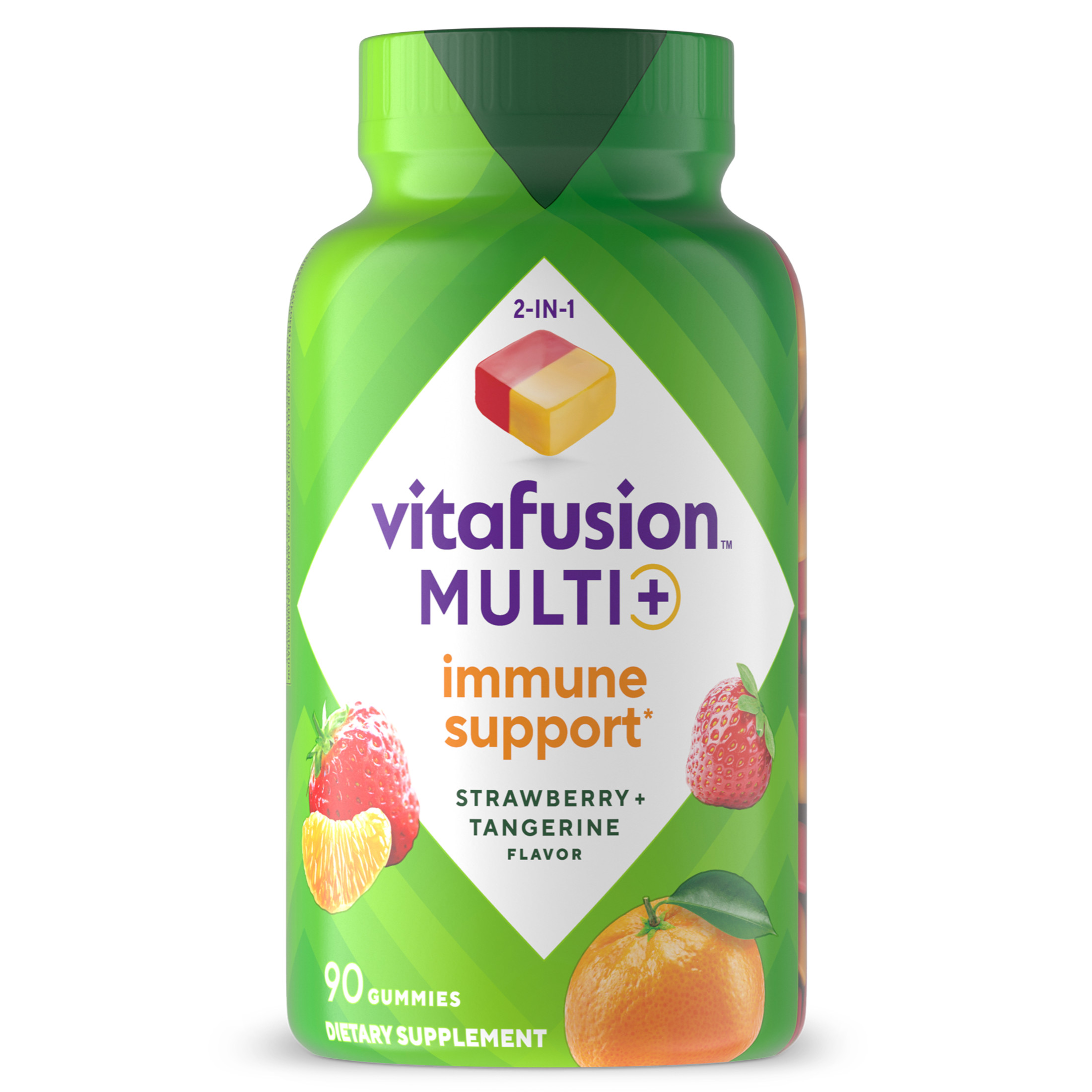 Vitafusion Multi+ Immune Support* – 2-in-1 Benefits & Flavors – Adult Gummy Vitamins with Vitamin C, Zinc, Daily Multivitamins, 90 Count