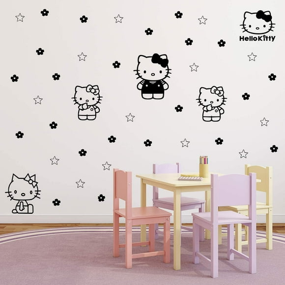 Autocollant Mural en Vinyle - Hello Kitty - 7 Pouces à 9 Pouces Chacun - Citation Moderne Inspirante Mignonne pour Chambre d'Enfant Chambre Bébé Salle de Jeux Classe