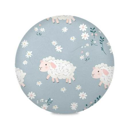 

Round Plate Mat 15.4x15.4 Inchesx6 Placemat Table Mat Kitchen Mat Coffee Mat Fabric Thick Strong Wear-Resistant Heat Resistance Cute Cartoon Lamb