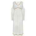 thumbnail image 4 of iiniim Women's Halloween Greek Toga Christmas Dance Angel Dress Cold Shoulder White Maxi Gown Ivory 4XL, 4 of 7