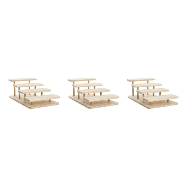 Thinsony Modern Wooden Rack Glasses Display Stand Holder Organizer 4 Layer 3Set