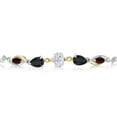 thumbnail image 2 of Gem Stone King 925 Silver and 10K Yellow Gold White Moissanite Black Onyx Red Garnet and Lab Grown Diamond Tennis Bracelet for Women By Keren Hanan (1.62 cttw, Adjustable up To 9 inch), 2 of 3