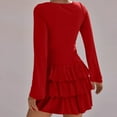 thumbnail image 4 of Women's Long Sleeve Bodycon Dress, Solid Color Crew Neck Mini or Midi Dress, Versatile Basic for Layering, Work, and Casual Outfits. Red S, 4 of 4