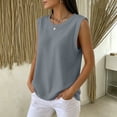 thumbnail image 6 of VBVC Women's Waffle Crew Neck Tank Top , Ladies' Soft Stretchy Loose Casual Camisole , Summer Sleeveless Breathable Tops For Women,Gray,S-2XL, 6 of 8