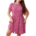 thumbnail image 2 of Robe à Manches Courtes pour Femmes Décontractée Aguichant Mode Été Manches Courtes Col Rabattu Longueur Genou Ample Imprimée Grande Taille Robe en Liquidation, 2 of 9